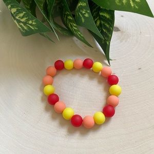 Fall Theme Red, Yellow & Orange Silicone Beaded Bracelet
